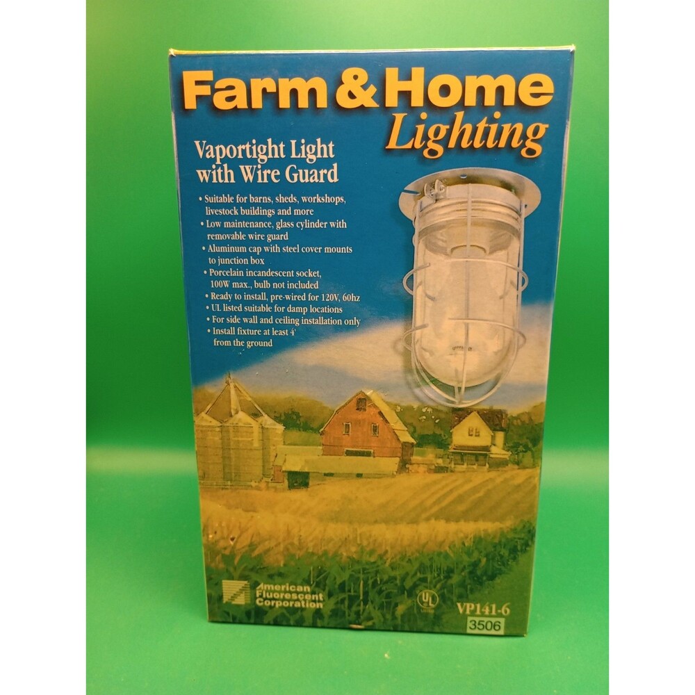 American Fluorescent VP141-6 Vaportight Light Wire Guard Farm Home Lighting